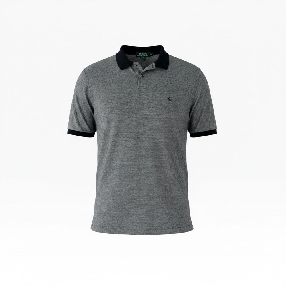 Lauren Ralph Lauren Mens XXL Grey Chevron Polo Shirt Short Sleeve Cotton RLL